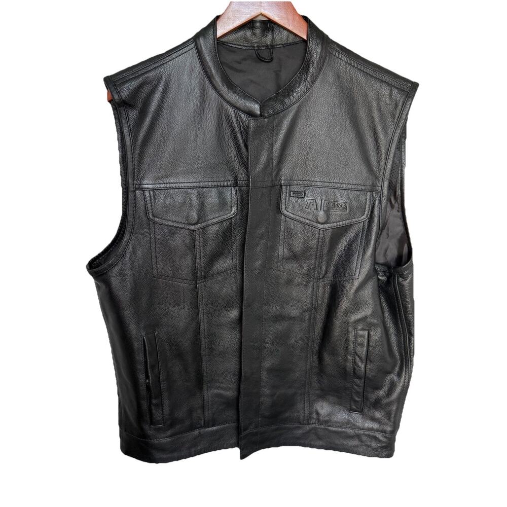 TA‎ Petro Men’s Faux Leather Motorcycle Vest Size M Embossed Tire Brands Black